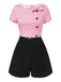This Pink 1950s Polka Dot Bow Romper whispers 1950s secrets to those who notice