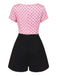 Pink 1950s Polka Dot Bow Romper — 1950s vintage charm for her modern wardrobe
