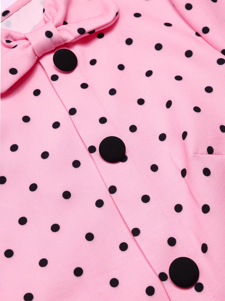 Pink 1950s Polka Dot Bow Romper: timeless 1950s elegance she makes her own