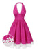This Pink 1950s Polka Dots Halter Cotton Dress wraps her in 1950s elegance, one twirl at a time