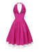 She slips into this Pink 1950s Polka Dots Halter Cotton Dress and suddenly it's a 1950s daydream