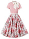 She slips into this Pink 1950s Rose Patchwork Tie Collar Dress and suddenly it's a 1950s daydream