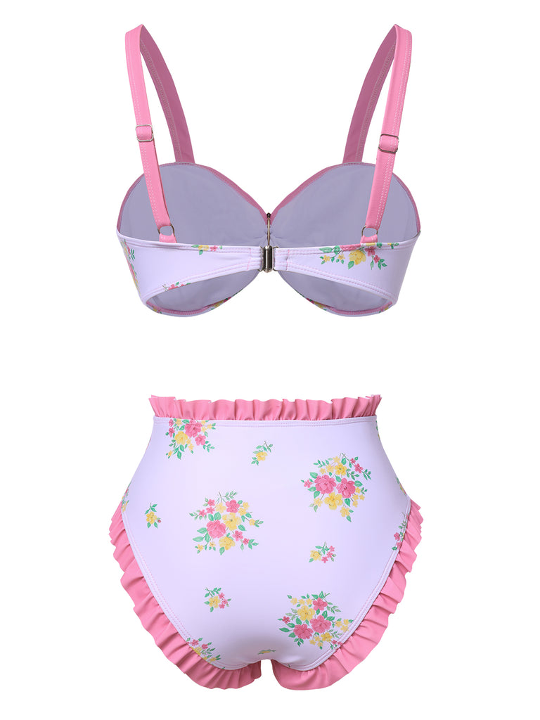 1950s Ruffled Hem Floral Bikini | 1950s | vintage swimsuit, retro beachwear