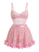 Pink-1950s-Sheer-Floral-Lace-3D-Petal-Babydoll-Lingerie, vintage, retro, floral print