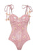She's wearing Pink 1950s Shimmery 3D Butterflies One-Piece Swimsuit and the whole beach remembers the 1950s