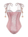 Pink 1950s Shimmery 3D Butterflies One-Piece Swimsuit: 1950s Riviera elegance, reimagined for her