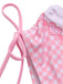 She's wearing Pink 1950s Spaghetti Strap Heart Plaids Swimsuit and the whole beach remembers the 1950s