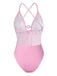 Pink 1950s Spaghetti Strap High-Leg Solid Swimsuit: 1950s Riviera elegance, reimagined for her