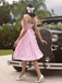 Pink 1950s Spaghetti Strap Plaid Swing Dress: where 1950s romance meets her modern spirit