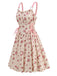 Pink 1950s Strap Ditsy Floral Lace-Up A-Line Dress: where 1950s romance meets her modern spirit