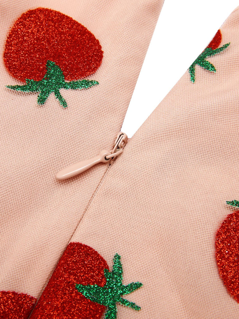 Pink 1950s Strawberry Mesh Swing Dress: timeless style reimagined