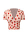 Pink 1950s Strawberry Mesh V-Neck Top, vintage top, retro blouse - perfect for women who love vintage and retro fashion