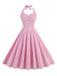 Pink 1950s Stripe Halter Swing Dress: timeless style reimagined