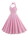 Pink 1950s Stripe Halter Swing Dress — vintage elegance for the modern woman