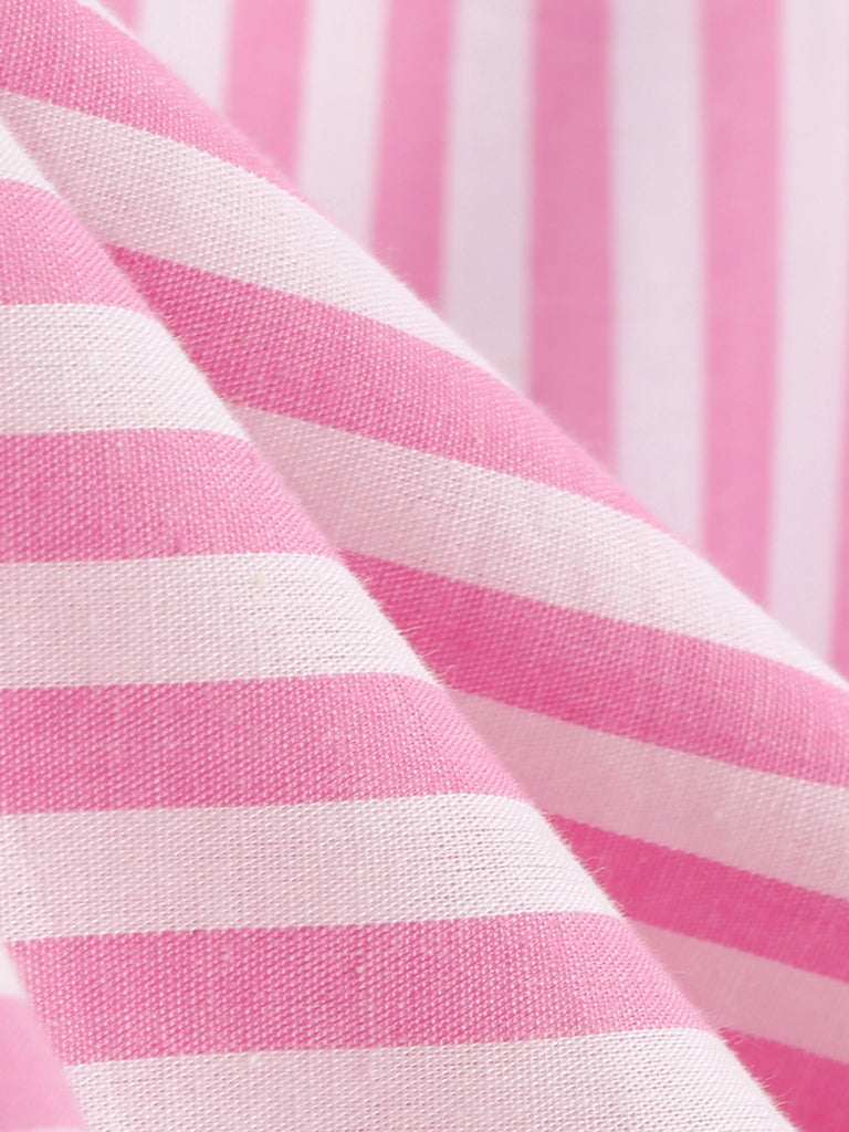 Pink 1950s Stripe Halter Swing Dress — vintage elegance for the modern woman