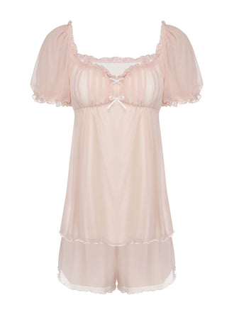 Pink 1950s Sweetheart Collar Short Pajamas, vintage pajamas, retro nightwear - perfect for women who love vintage and retro fashion