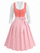 Pink 1950s Velvet Sweetheart Neck Dress & Apron & Lace Top, vintage dress, retro fashion, rockabilly, pin-up fashion - vintage inspired fashion