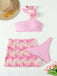 Pink 1960s 3D Roses Halter Bikini Set & Cover-Up — because 1960s glamour never goes out of style