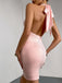 Pink 1960s Bejeweling Lace-Up Halter Dress — the kind of 1960s dress that makes strangers smile