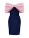 Pink 1960s Big Bow Off-Shoulder Velvet Dress - vintage dress, retro fashion