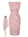 Pink 1960s Boat Neck Floral Bodycon Dress - vintage dress, retro fashion