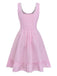 Pink 1960s Bow Lace Gingham Lace-up Dress | vintage dress, retro fashion, elegant style - perfect for retro fashion enthusiasts