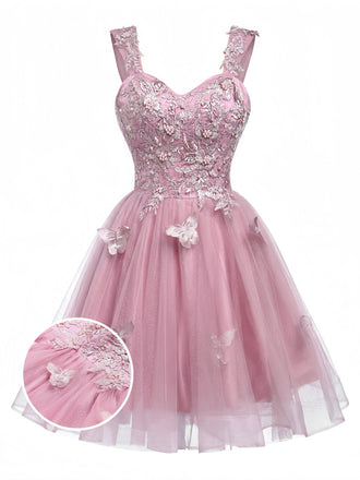 Pink 1960s Butterfly Tulle Glitter Homecoming Mini Dress, vintage dress, retro fashion - perfect for women who love vintage and retro fashion