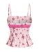 Pink 1960s Floral Lace Patchwork Pleated Camisole - vintage fashion, retro style