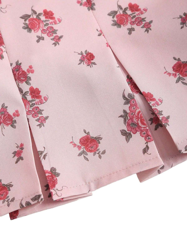 Pink 1960s Floral Lace Patchwork Pleated Camisole - vintage fashion, retro style