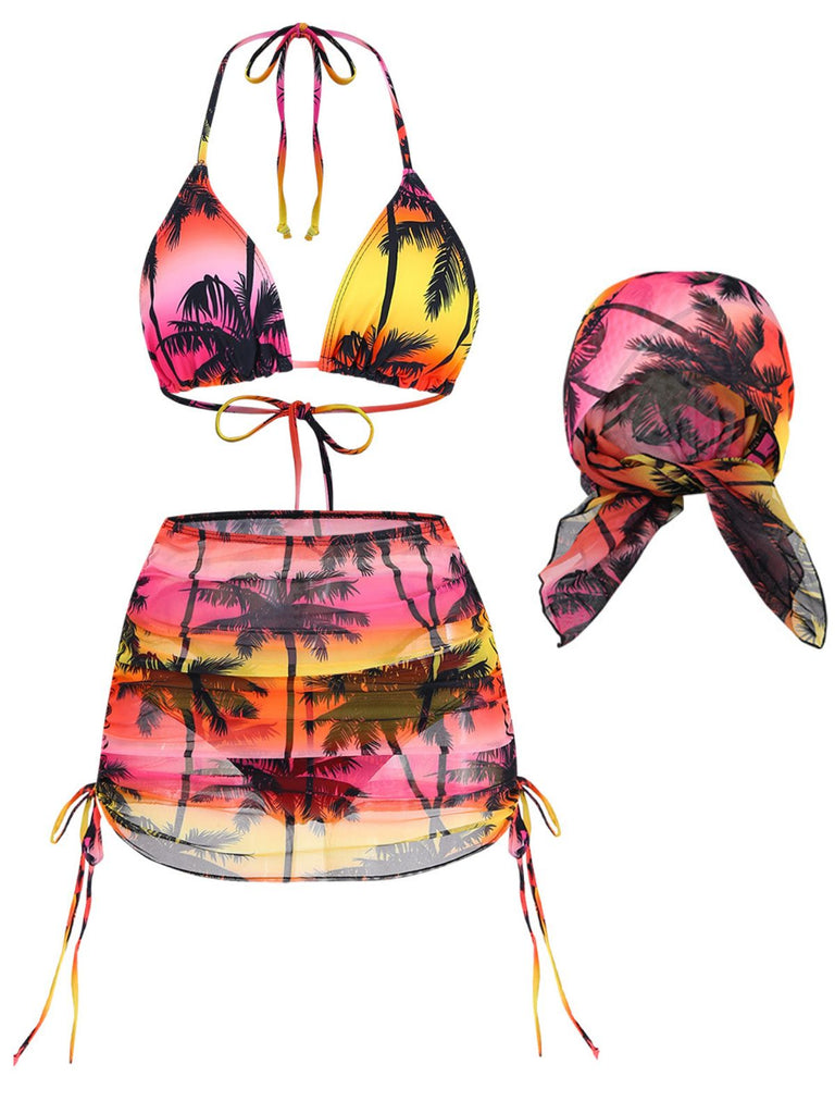Pink 1960s Floral Tropical Bikini - vintage swimwear, retro swimsuit, pin-up style for vintage lovers