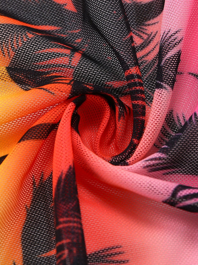 Pink 1960s Floral Tropical Bikini: beautiful vintage swimwear, retro swimsuit, pin-up style with timeless appeal