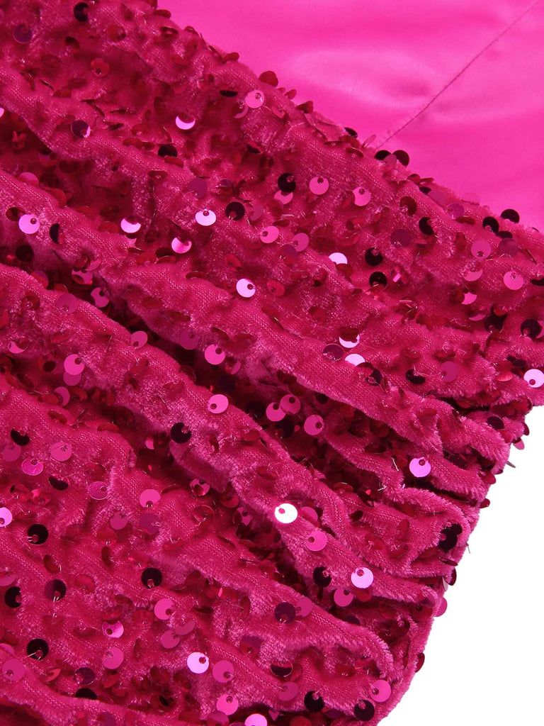She slips into this Pink 1960s Halter Sequined Wrap Dress and suddenly it's a 1960s daydream