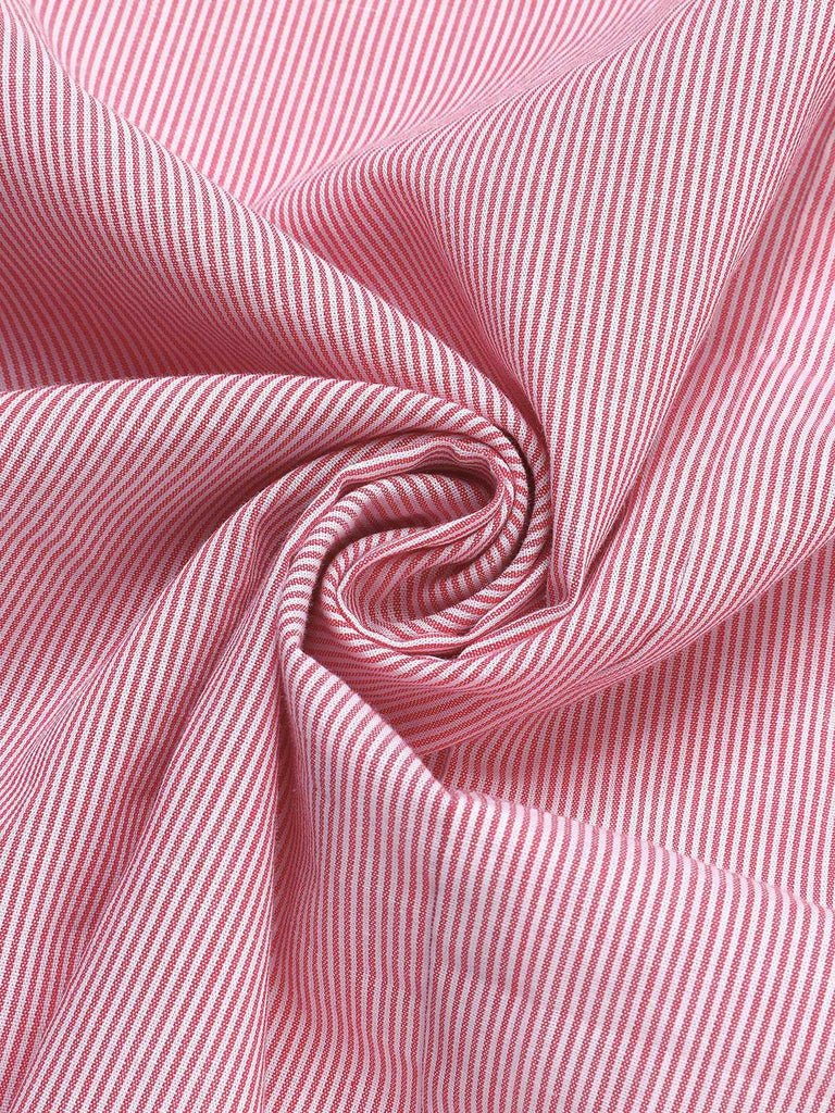 Pink 1960s Halter Stripes Slit Dress — a 1960s silhouette that turns sidewalks into runways