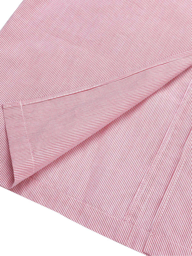 She slips into this Pink 1960s Halter Stripes Slit Dress and suddenly it's a 1960s daydream