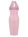 Pink 1960s Halter Stripes Slit Dress — the kind of 1960s dress that makes strangers smile