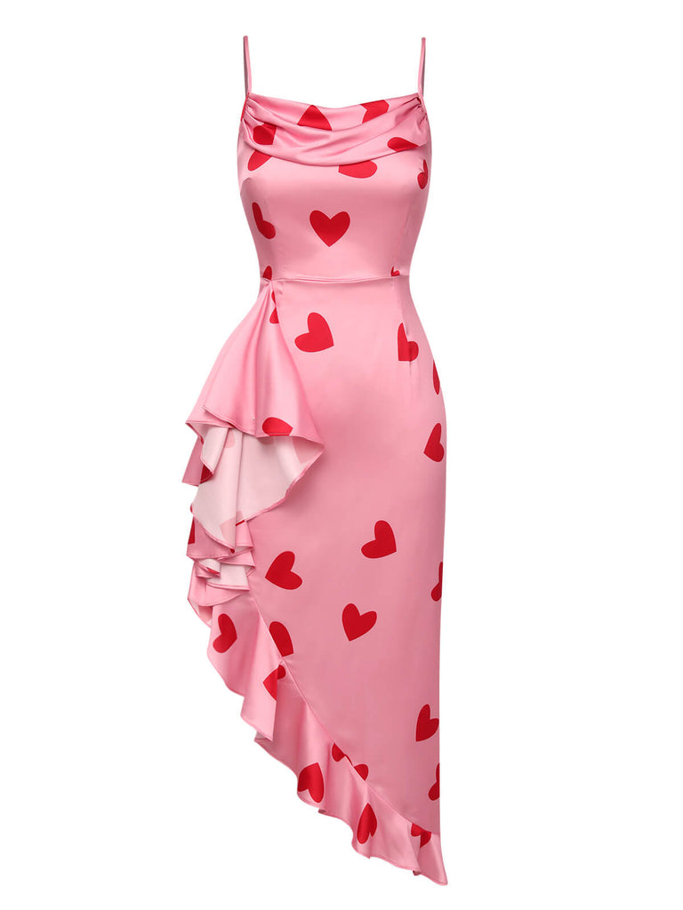 Pink 1960s Heart Cowl Collar Sling Dress, vintage dress, retro fashion - perfect for women who love vintage and retro fashion