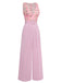 Pink 1960s Heart Neck Roses Belted Jumpsuit — 1960s elegance in the palm of her hand