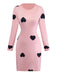 Pink 1960s Heart Round Neck Bodycon Dress - vintage dress, retro fashion