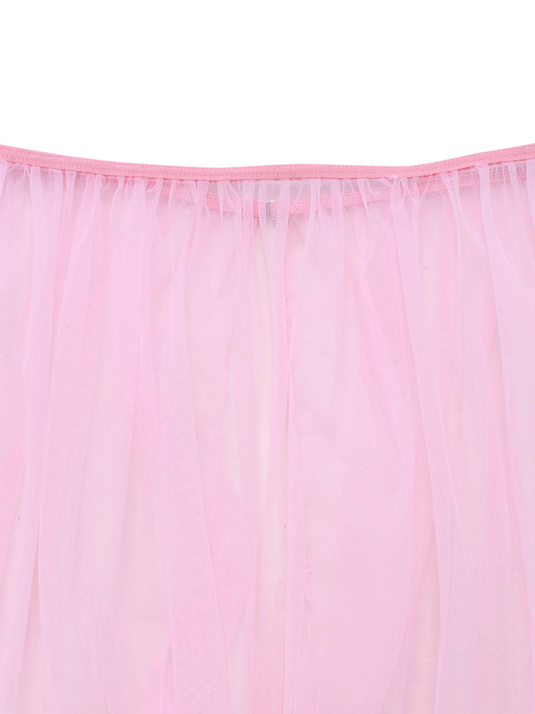 Pink 1960s Spaghetti Strap Sheer Pajama Set 2