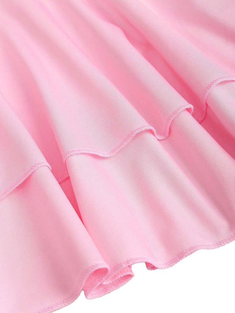 Pink 1960s One-Shoulder 3D Floral Tiered Dress | vintage dress, retro fashion, elegant style - perfect for retro fashion enthusiasts