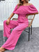 Pink 1960s Solid Off-Shoulder Wideleg Jumpsuit, vintage romper, retro jumpsuit - perfect for women who love vintage and retro fashion
