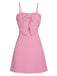 She slips into this Pink 1960s Solid Spaghetti Straps Bow Dress and suddenly it's a 1960s daydream