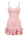Pink 1960s Spaghetti Strap Ruffle Hem Dress - vintage dress, retro fashion for vintage lovers