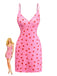 Pink 1960s Strawberry Deep V-Neck Mini Dress - vintage dress, retro fashion