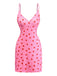 Pink 1960s Strawberry Deep V-Neck Mini Dress - vintage dress, retro fashion