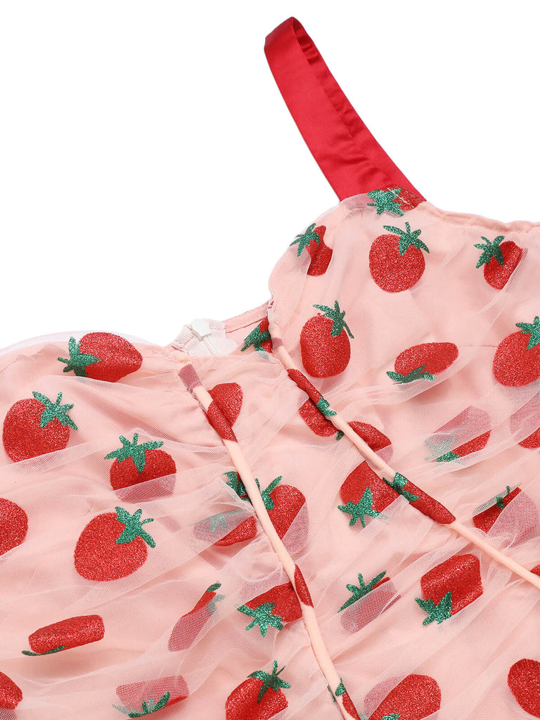 Pink 1960s Strawberry Drawstring Strap Pencil Dress, vintage dress, retro fashion - perfect for women who love vintage and retro fashion