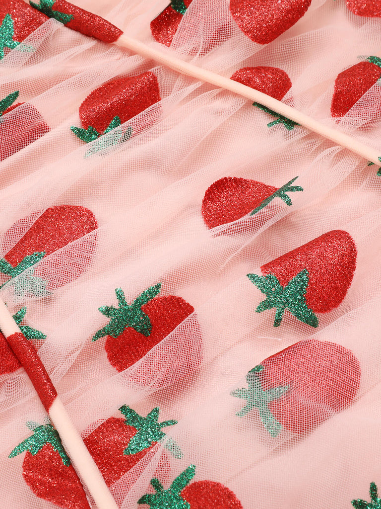 Pink 1960s Strawberry Drawstring Strap Pencil Dress, vintage dress, retro fashion - perfect for women who love vintage and retro fashion