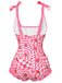 Pink 1960s Strawberry Plaid One-Piece Swimsuit, vintage swimsuit, pin-up swimwear - perfect for women who love vintage and retro fashion