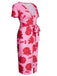 Pink 1960s V-Neck Floral Tie Split Dress: where 1960s romance meets her modern spirit