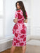 Pink 1960s V-Neck Floral Tie Split Dress: where 1960s romance meets her modern spirit